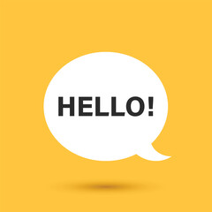 Hello speech bubble icon in flat style. Hi message vector illustration on isolated background. Welcome sign business concept.