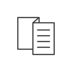 Brochure flyer stroke line icon in flat style. Booklet vector illustration on isolated background. Poster sign business concept.