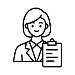 Illustration of a woman doctor with clipboard for medical report and healthcare concept design
