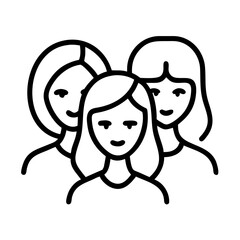 Illustration of three women group friends together female friendship girl power concept design