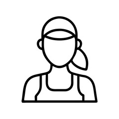 Woman with headscarf vector icon illustration, female avatar with ponytail outline graphic design