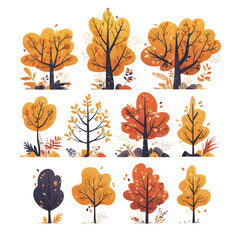 Obraz premium Fall mood vibrant autumn trees in a stunning digital nature illustration
