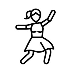 Illustration of woman dancing ballet in black outline vector design for dance studio logo design