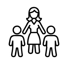 Woman with children vector icon illustration representing family care childcare and motherhood support symbol