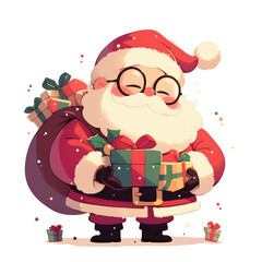 Santa claus celebrates christmas with gifts festive atmosphere digital art