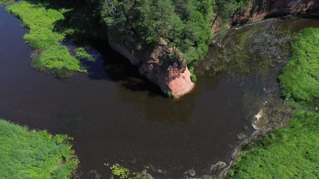 View of Red cliffs Salacgrīva, Latvian summer