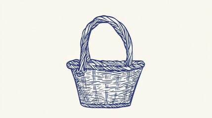 Hand-drawn wicker basket illustration on white