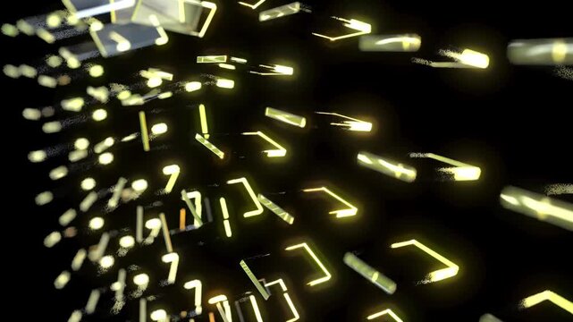 Yellow glass transparent geometry boxes able to rotate loop endless 4k