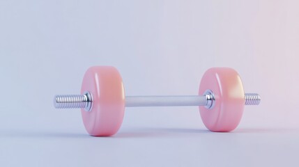 Obraz premium Pink Dumbbell on Pastel Background
