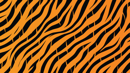 Vector tiger print or skin texture. Abstract black tiger stripes repeated seamless pattern for fashion and textile. Jungle safari animal print