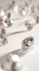 Clear diamonds on white