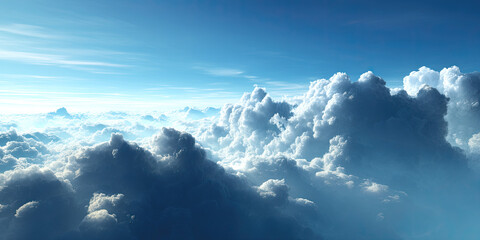 Beautiful blue sky with white clouds, vibrant natural background, clear airy atmosphere, scenic cloudscape illustration