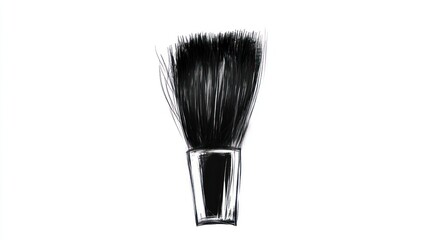 Sketch of a black makeup brush on white