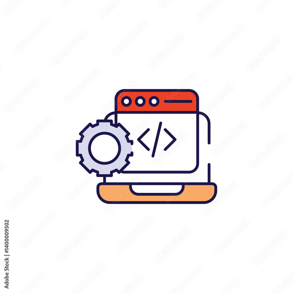 Wall mural web programming icon design with white background stock illustration