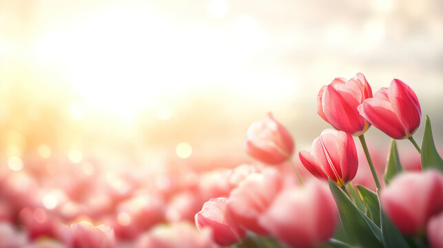 Vibrant Pink Tulip Fields Under Blue Sky - Free Stock Photo | Pikwizard