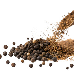 black pepper grounded on transparent background