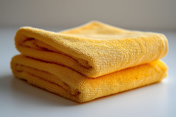 Hyper-realistic image of a microfiber cleaning cloth on a white background, folded or laid flat

