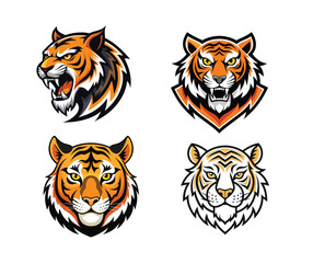 Animal mascot icon set, Wild animal head logo silhouette collection vector illustration