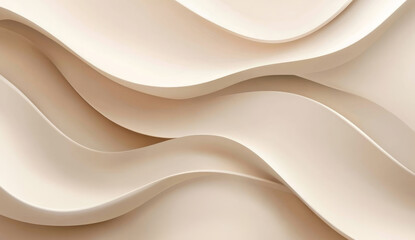Smooth beige abstract background with layered wavy patterns creating beautiful shadows and calming effect. soft curves and neutral tones evoke sense of tranquility