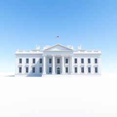 Obraz premium White Building with Classical Architecture Rendered in Low Poly Style