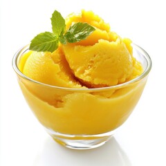 Delicious Mango Sorbet in Glass Bowl Refreshing Summer Treat
