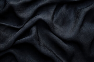 Fototapeta premium dark, textured fabric with gentle folds creates sense of elegance and mystery. soft, flowing material appears luxurious and sophisticated, perfect for stylish background