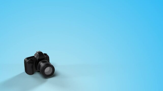 appareil photo reflex qui saute et rebondi - canal alpha s&eacute;par&eacute; - rendu 3D