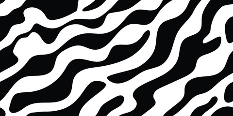 Black wavy shapes, seamless pattern, abstract vector texture