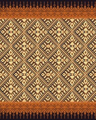 Dark Elegance Thai Ikat – Bold Black and Gold Diamond Ethnic Pattern