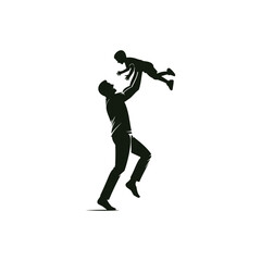 Father Lifting Child Silhouette Illustration