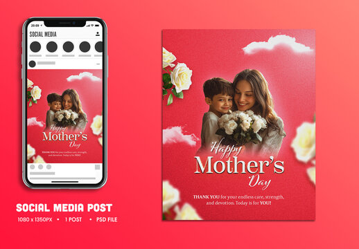Happy Mother&rsquo;s Day, Editable Social Media Post to Thank Your Mom with Love.