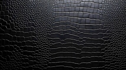 Black Crocodile Leather Texture With Natural Scale Pattern