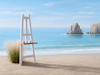 name: beach view easel,