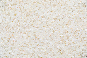 White rice close up. Rice with germ. Rice flat lay background.