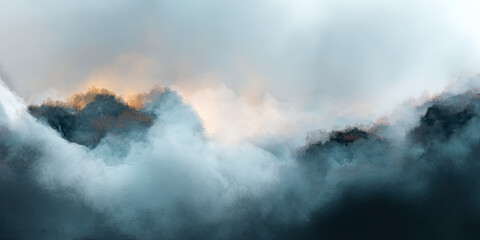 Fototapeta premium Misty fog and smoke wavy pattern, colorful abstract shapes, digital background, flowing waves, soft atmospheric design