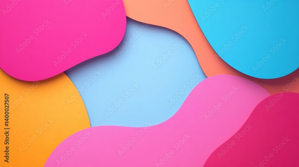 Aufkleber Colorful minimalist label sticker shapes with empty spaces for text and rounded abstract forms in a vibrant setting