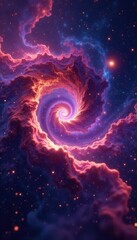Swirling deep purple & copper fractal nebula, cosmic loop , cosmic, swirling, science fiction