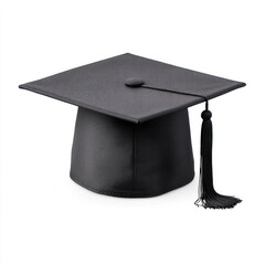 Black graduation cap with tassel, symbolizing academic achievement and celebration. This classic accessory is essential for graduation ceremonies and represents success in education
