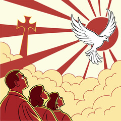 Religious Pentecost Background, Holy Spirit, Pentecost Sunday, and Pentecost Celebration.