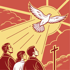 Religious Pentecost Background, Holy Spirit, Pentecost Sunday, and Pentecost Celebration.