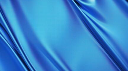 Smooth Shimmering Blue Satin Fabric Draped Elegantly with Soft Light Reflection