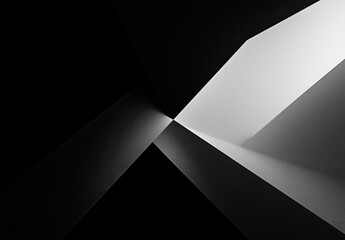 Dynamic Light and Shadow Interplay in Monochrome Architectural Space with Abstract Geometry