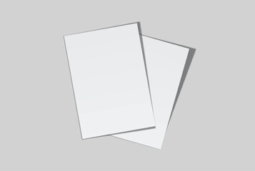 Realistic blank A4 format paper flyer mockup with shadow isolated. Sheet design template for presentation poster, newspaper, flyer, brochure, flier, business card, card, postcard, letter or invitation