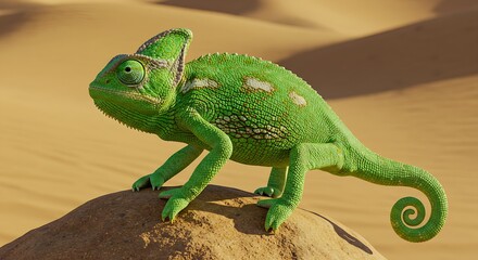Fototapeta premium A chameleon changing color to match desert sand.