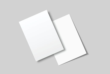 Realistic blank A4 format paper flyer mockup with shadow isolated. Sheet design template for presentation poster, newspaper, flyer, brochure, flier, business card, card, postcard, letter or invitation