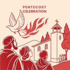 Religious Pentecost Background, Holy Spirit, Pentecost Sunday, and Pentecost Celebration.