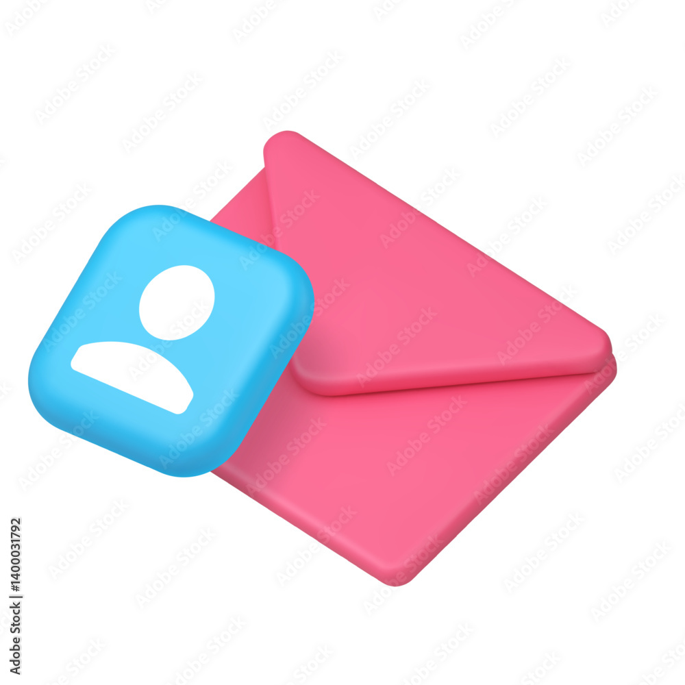 Poster contact send receive message inbox letter envelope 3d icon realistic vector illustration. electronic