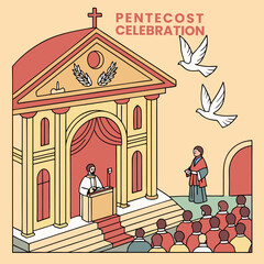 Religious Pentecost Background, Holy Spirit, Pentecost Sunday, and Pentecost Celebration.