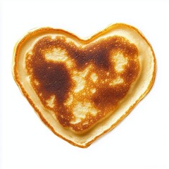 Heart-Shaped Pancake on a White Background Evoking Love and Comfort Food