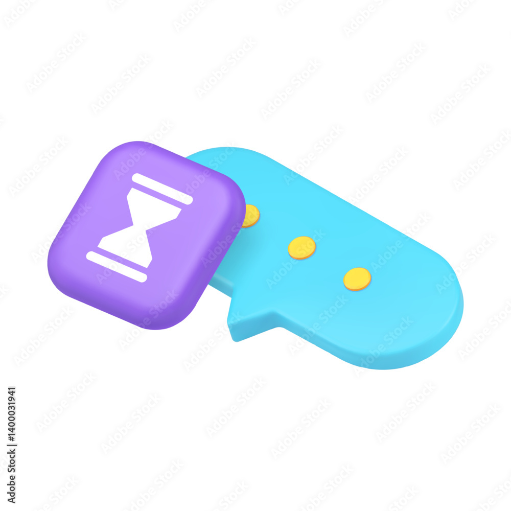 Poster speech bubble dialogue chat typing time counting message deadline countdown 3d icon realistic vector